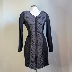 Yest Black Ruched Dress  Medium Witchy Goth Workwear Fairycore Vintage Cozy